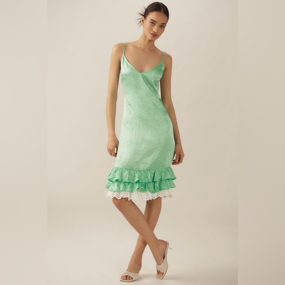 Hope For Flowers Ruffle-Hem Slip Dress
In Green